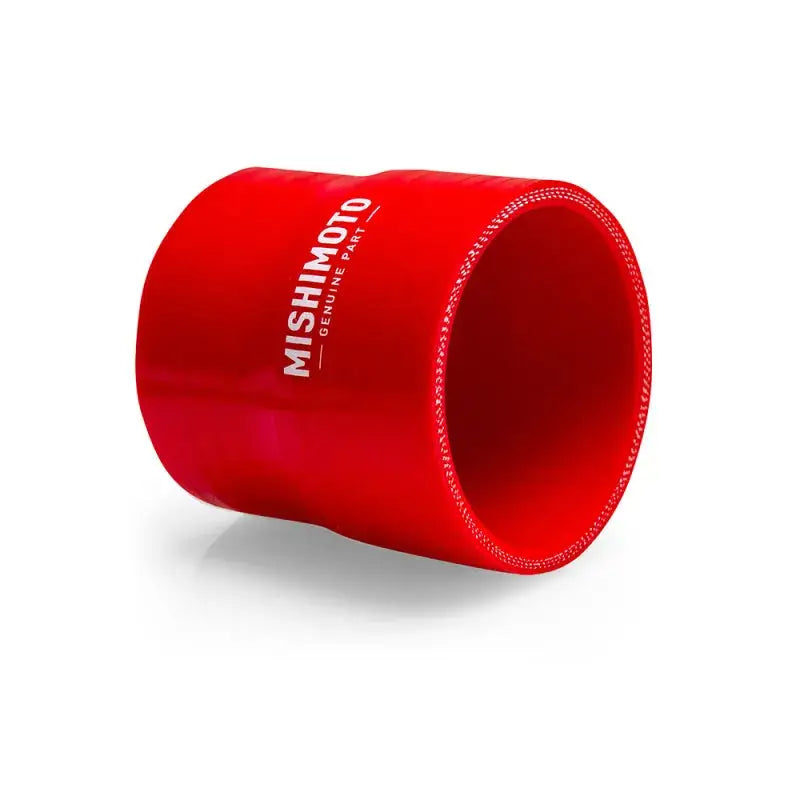 Red silicone transition coupler from Mishimoto 3in to 3.5in for quick installs