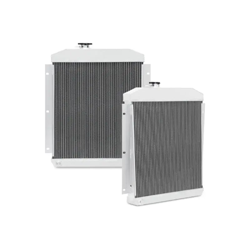 Two white radiators for Mishimoto 47-54 Chevrolet 3100 Series Truck aluminum radiator with drain plug