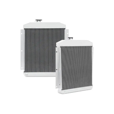 White radiators from Mishimoto 47-54 Chevrolet 3100 Series Truck aluminum radiator with drain plug