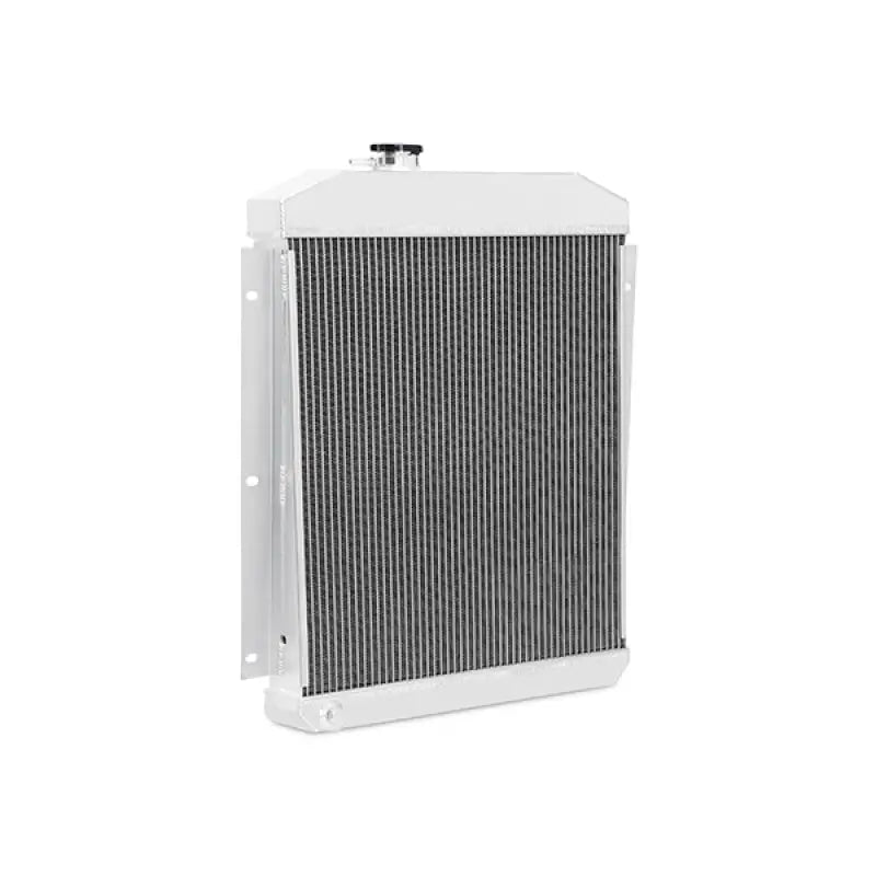 White aluminum radiator for Mishimoto 47-54 Chevrolet 3100 Series Truck with drain plug