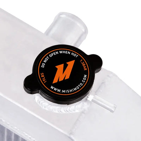 Black radiator cap on Mishimoto X-Line Aluminum Radiator for Ford F-Series