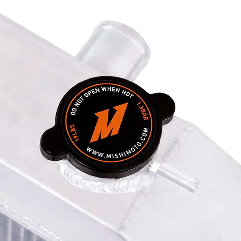 Black radiator cap on Mishimoto X-Line Aluminum Radiator for Ford F-Series