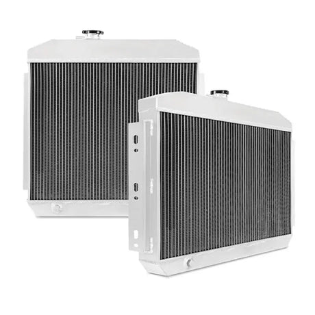 White aluminum radiators for Chevrolet Bel Air inline 6 engine in Mishimoto Bel Air lineup