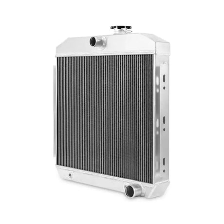 Silver aluminum car radiator for Chevrolet Bel Air inline 6 from Mishimoto