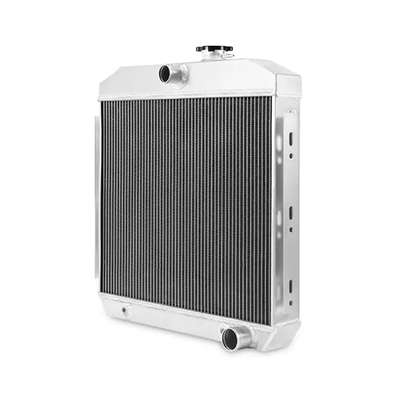 Silver aluminum car radiator for Chevrolet Bel Air inline 6 from Mishimoto