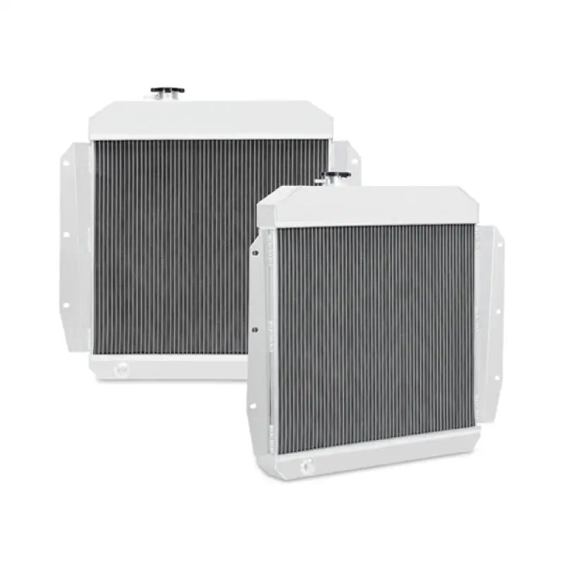 White radiators from Mishimoto 55-59 GM 3100 Series X-Line aluminum radiator for Chevrolet trucks