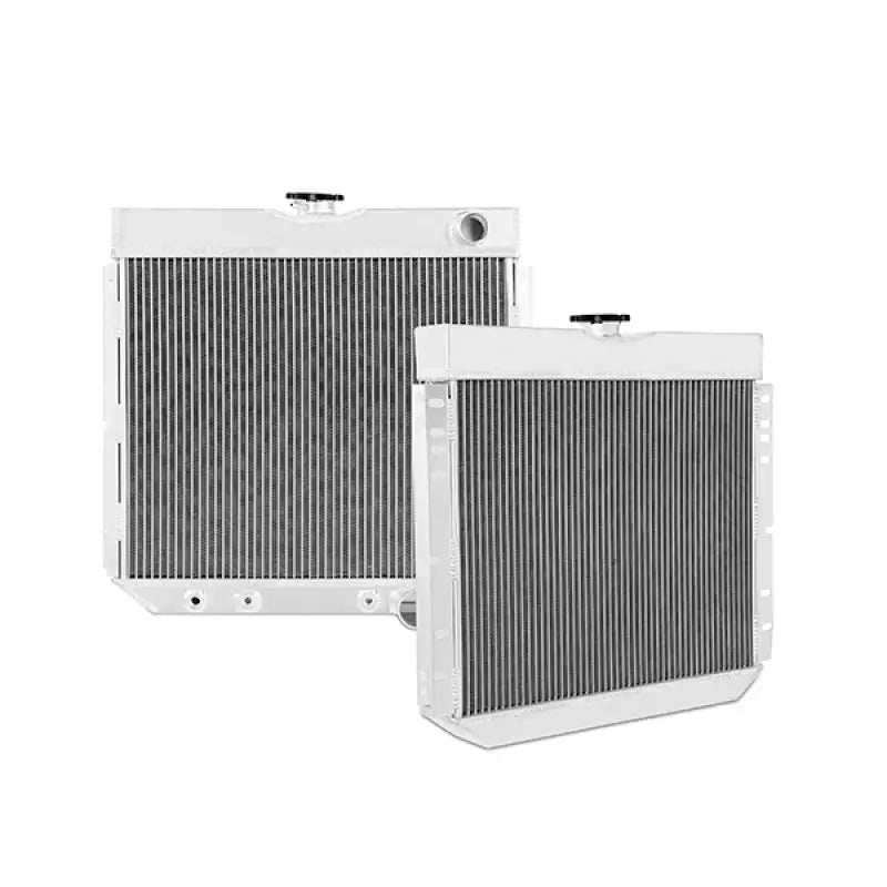 White aluminum radiators for Ford Mustang, Mishimoto performance aluminum radiator