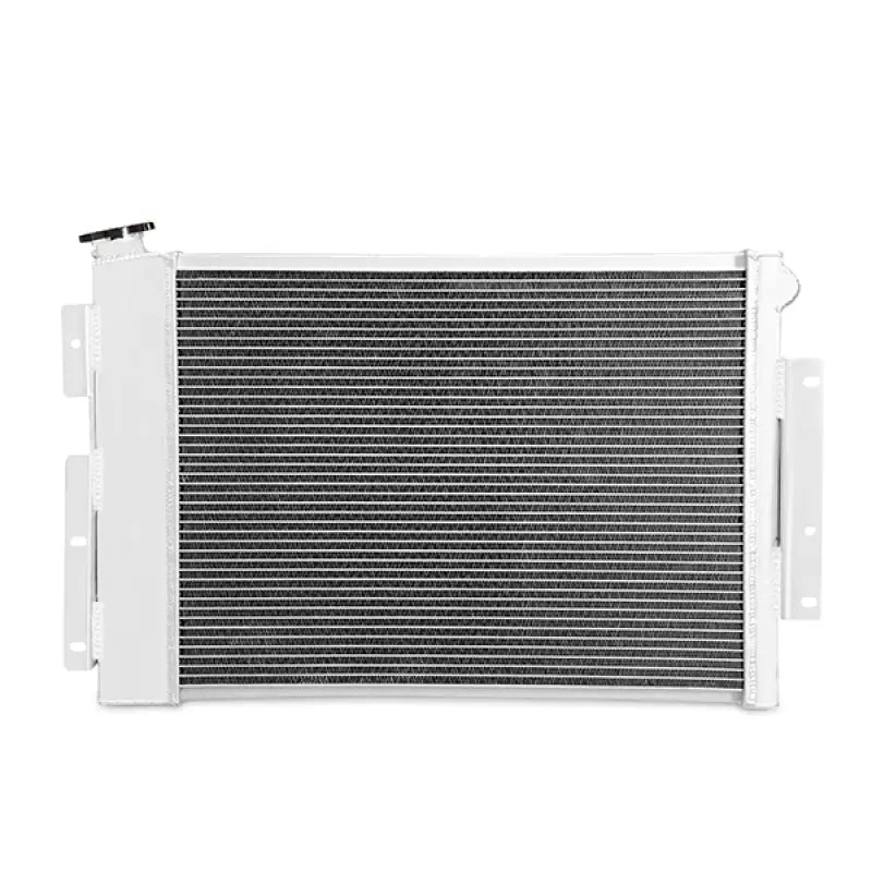 White aluminum radiator for Pontiac Firebird with performance aluminum design