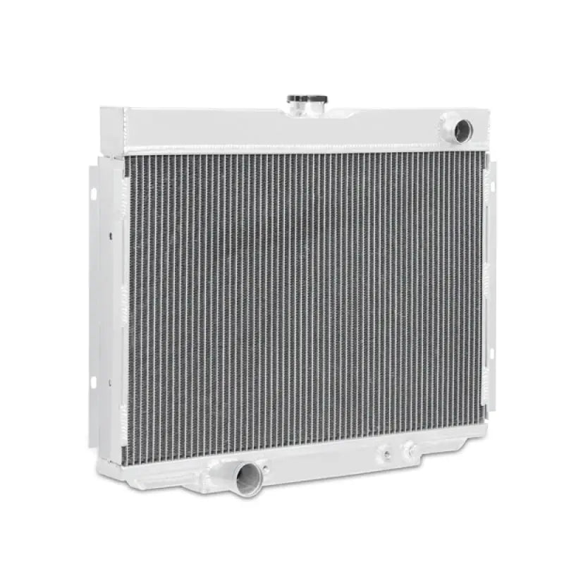 White aluminum radiator for Ford Mustang with big block engine upgrade