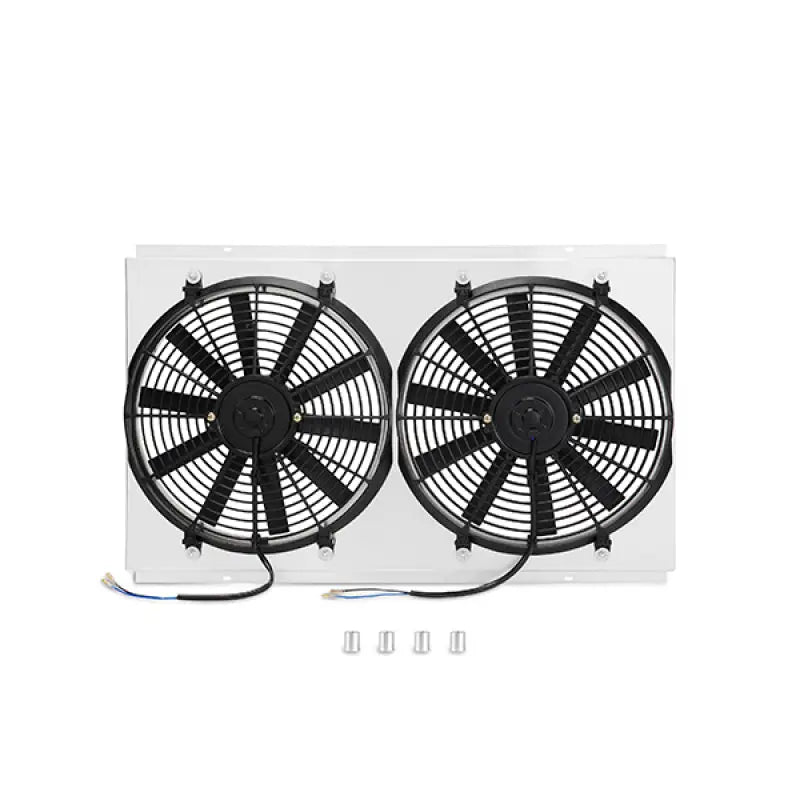 Dual electric radiator fans with mounting hardware for Mishimoto Chevelle fan shroud and fan controller kit