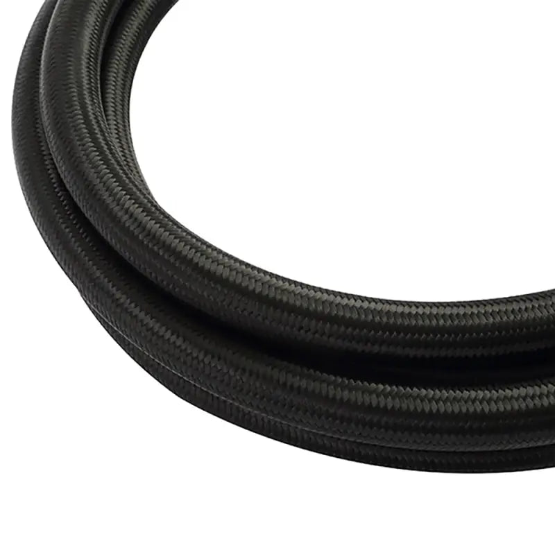 Mishimoto 6ft stainless steel braided hose with -12AN fittings in black for versatile setups