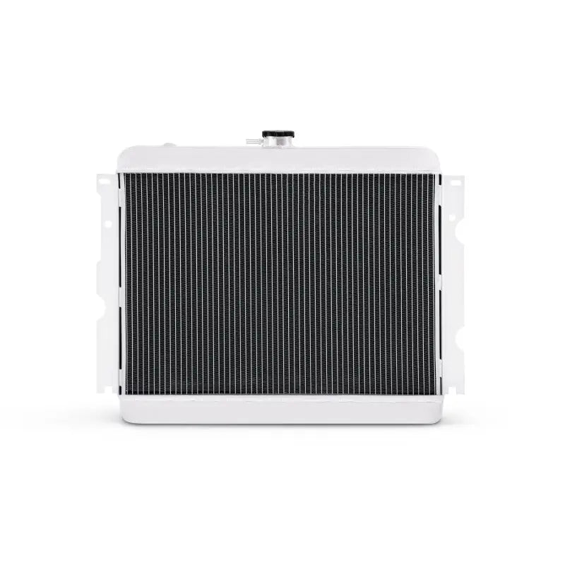 White aluminum radiator for Plymouth Barracuda with big block engine upgrade