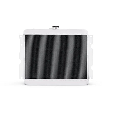 White aluminum radiator for Plymouth Barracuda with big block engine upgrade