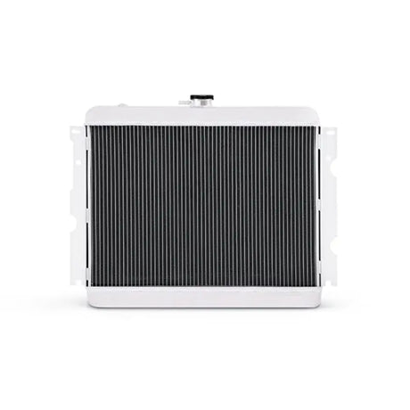 White aluminum radiator for Plymouth Barracuda with big block engine upgrade