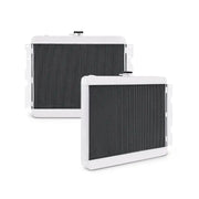 White and black radiators for Plymouth Barracuda big block aluminum radiator upgrade