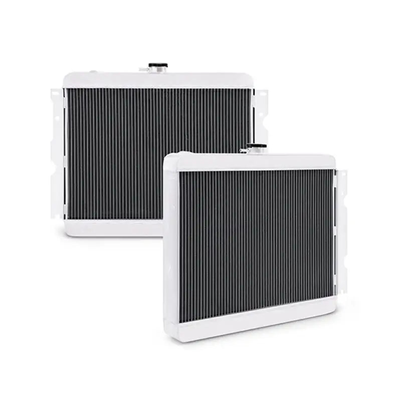 White aluminum radiators for Plymouth Barracuda big block X-Line radiator upgrade