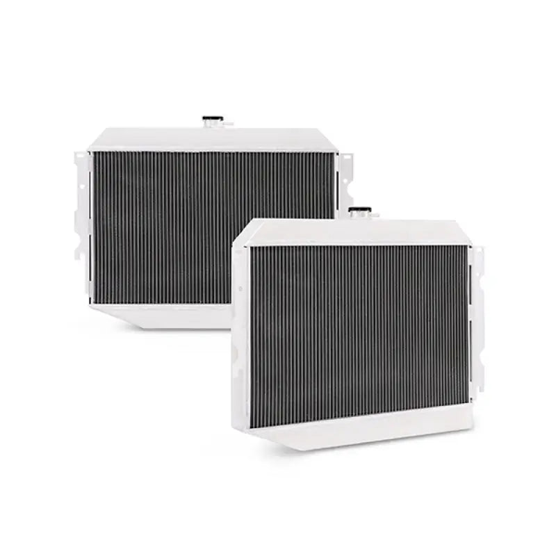 White aluminum radiators for Plymouth Barracuda small block engine upgrade