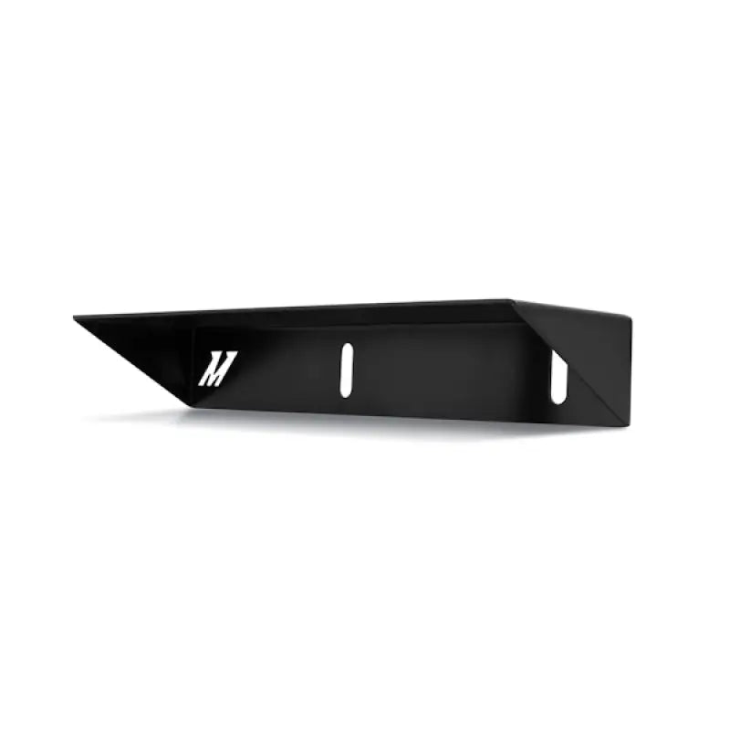Black metal shelf with mounting slots for Mishimoto Ford Mustang 5.0L oil cooler kit