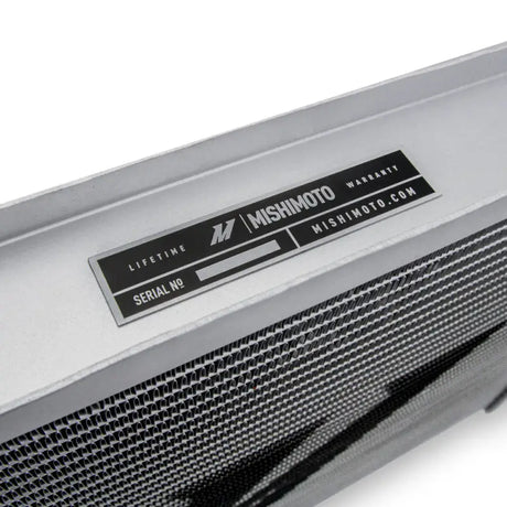 Mishimoto aluminum radiator for Holden Commodore with warranty label, boosting cooling efficiency
