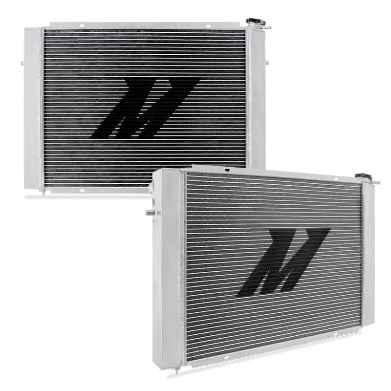 Two silver aluminum radiators for improved cooling efficiency in Holden Commodore VP/VR/VS V8