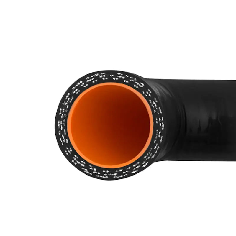 Black rubber hose with orange interior from Mishimoto BMW E30 silicone hose kit