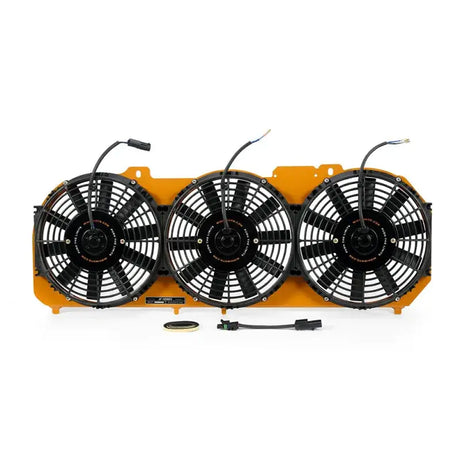 Triple electric cooling fan assembly for Jeep Cherokee with performance aluminum fan shroud