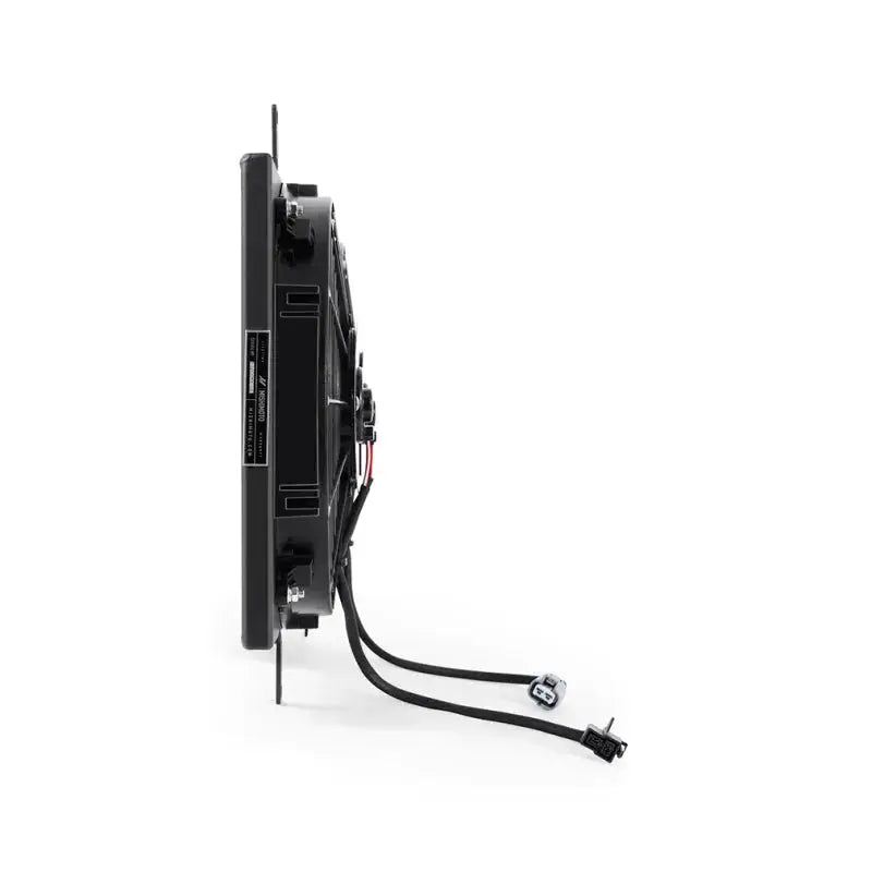 Black automotive cooling system with electrical connectors for Mishimoto aluminum fan shroud kit