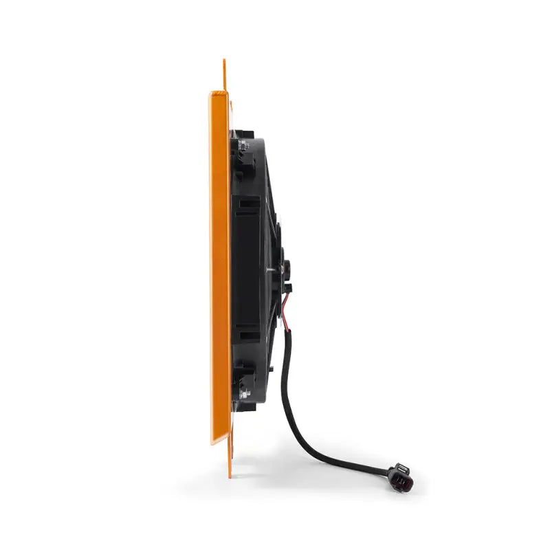 Orange-framed black electronic device with cable for Honda Civic aluminum fan shroud