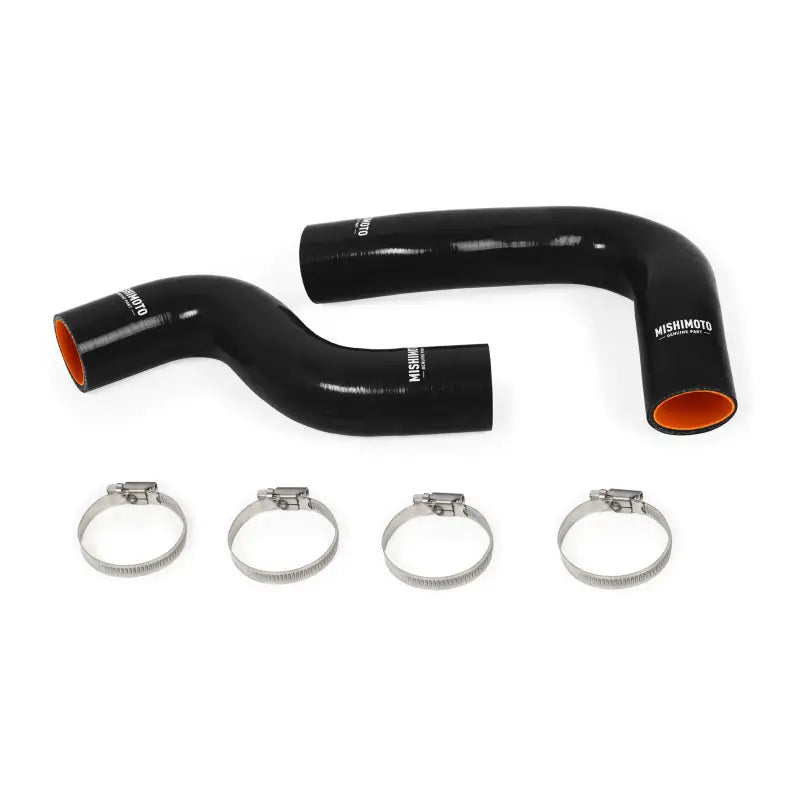 Black silicone radiator hoses with clamps for WRX STI turbo, part of radiator hose kit