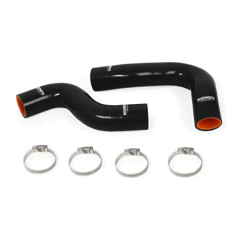Black silicone radiator hoses with clamps for WRX STI turbo, part of radiator hose kit