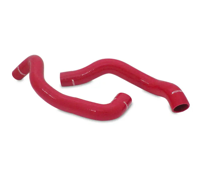 Red silicone hoses from Mishimoto Ford Mustang GT Cobra hose kit for Mustang enthusiasts