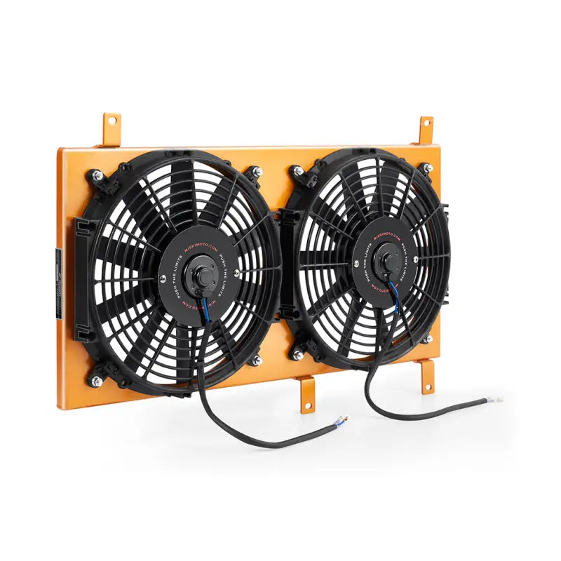 Dual electric fan shroud with orange frame for Mazda Miata aluminum fan shroud upgrade