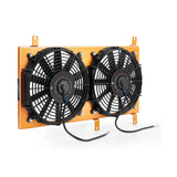 Dual electric fan shroud with orange frame for Mazda Miata aluminum fan shroud upgrade