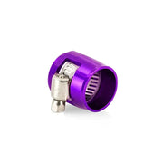 Purple hose end with hose clamp showcasing Mishimoto Aluminum -12AN Hex Finishers