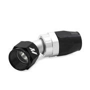 Black and silver Mishimoto Aluminum -6AN 45 Degree Fitting for hoses