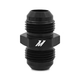 Black Mishimoto Aluminum -6AN Union Fitting for durable fuel and oil lines