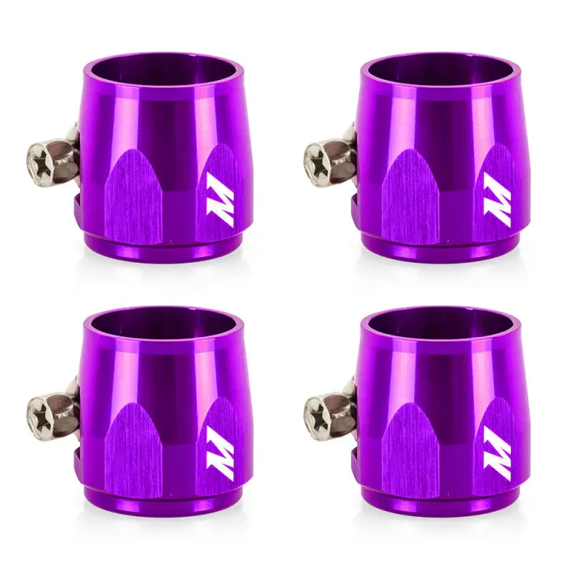 Four purple mishimoto aluminum -8an hex finishers for hoses