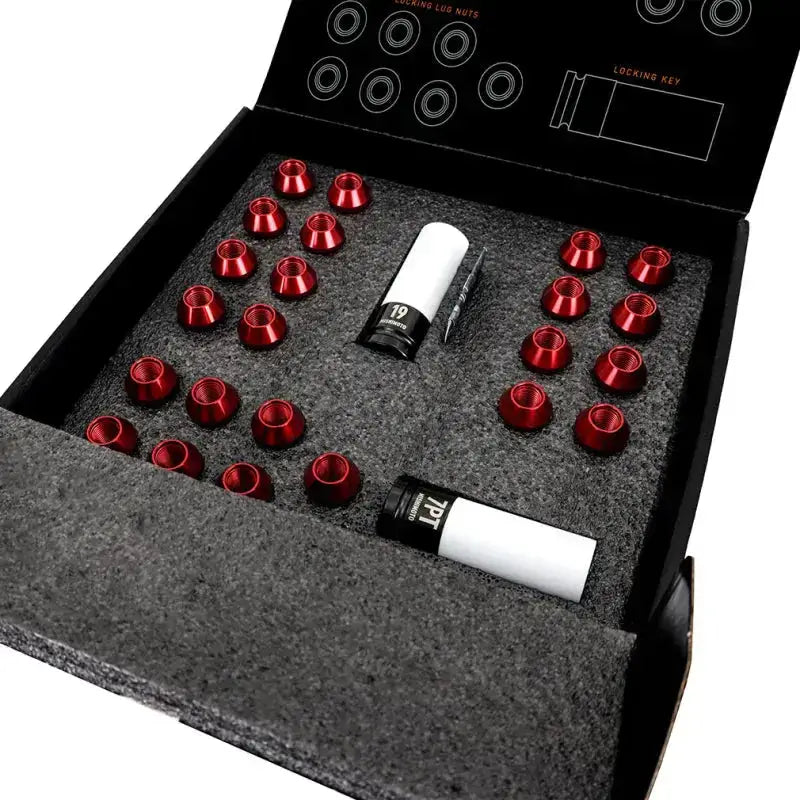 Mishimoto Aluminum Locking Lug Nuts 1/2 X 20 23pc Set Red - Wheel and Tire Accessories