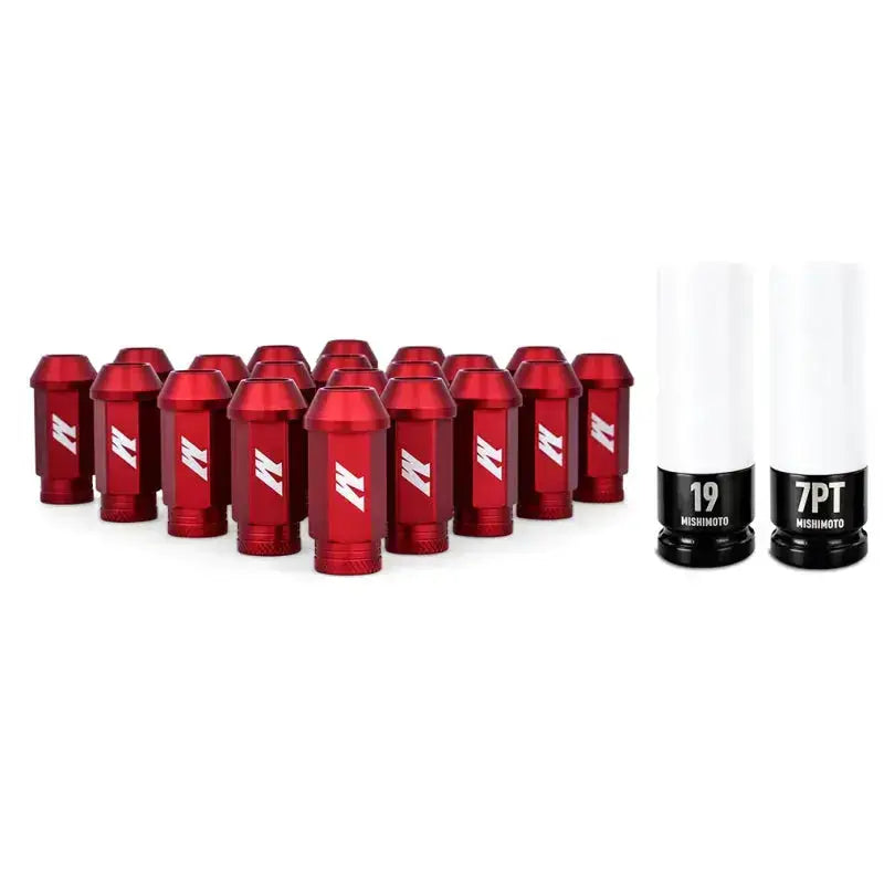 Mishimoto Aluminum Locking Lug Nuts 1/2 X 20 23pc Set Red - Wheel and Tire Accessories