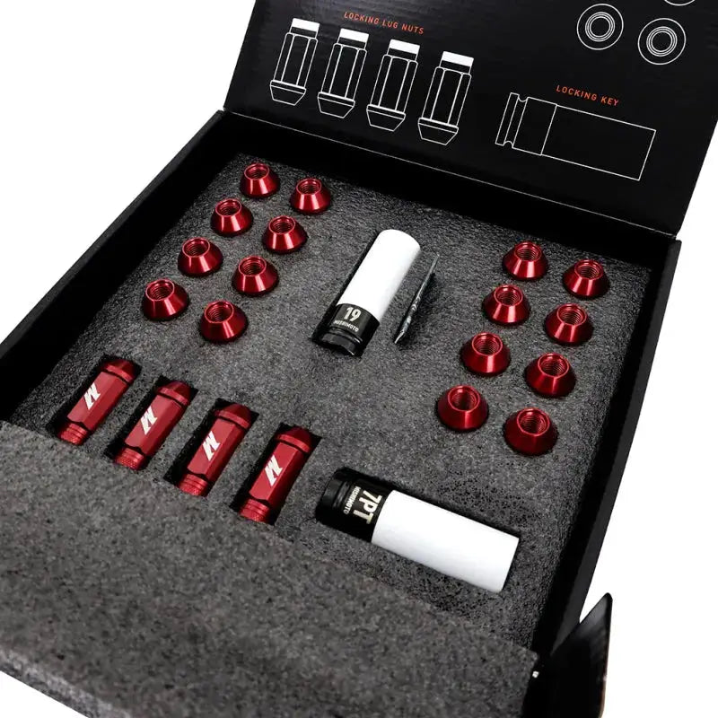 Mishimoto Aluminum Locking Lug Nuts M12x1.25 20pc Set Red - Wheel and Tire Accessories