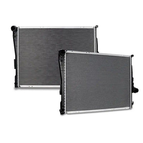 Two Mishimoto BMW E46 replacement radiators for BMW 3-Series 1999-2006 cooling upgrade