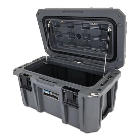 Open gray Mishimoto Borne Off-Road Hard Case 53QT for tough storage needs