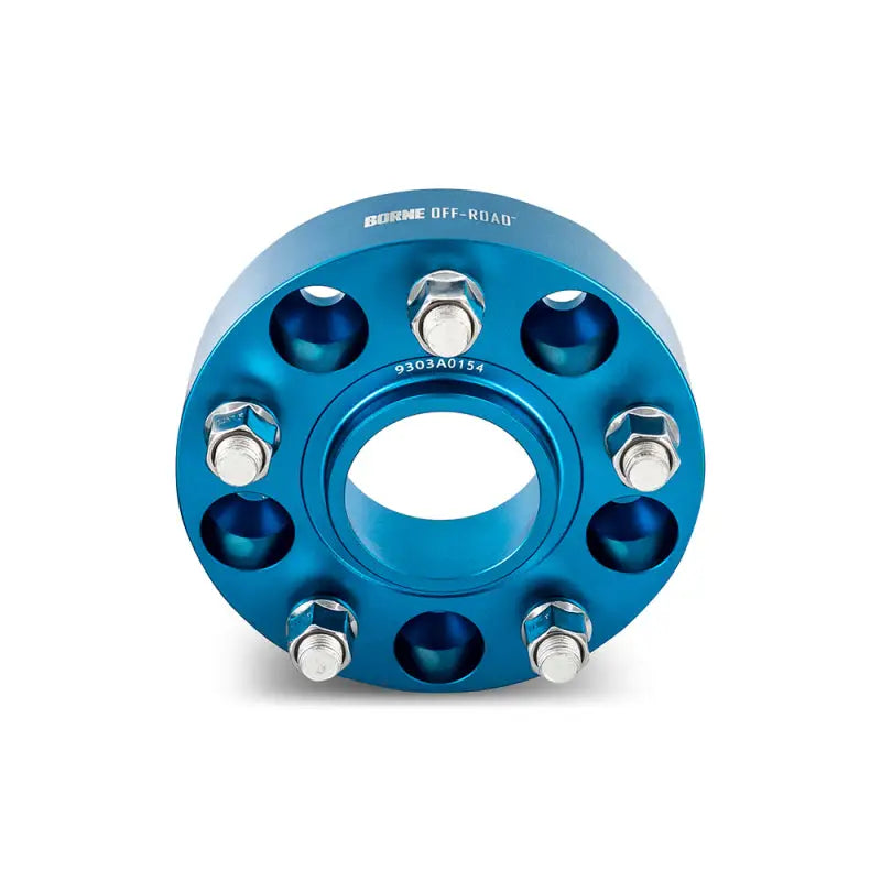 Blue Mishimoto Borne off-road wheel spacers with bolts for 5x127 wheels