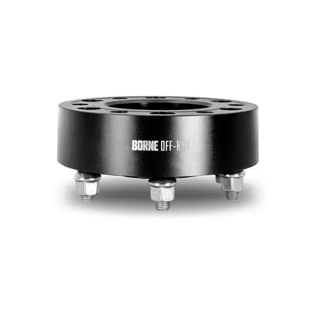 Black Mishimoto Borne off-road wheel spacers with studs for 5x150 wheels