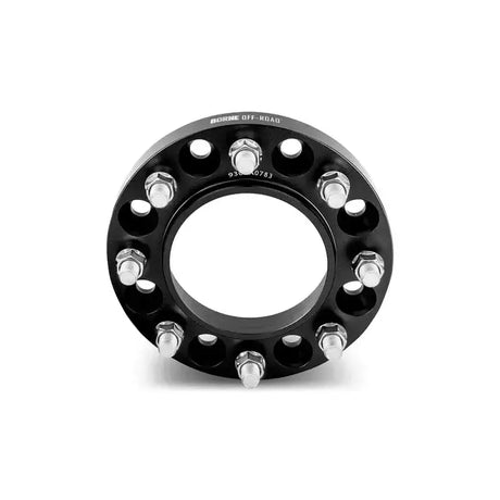 Black Mishimoto Borne wheel spacers with silver studs for M14 black wheels