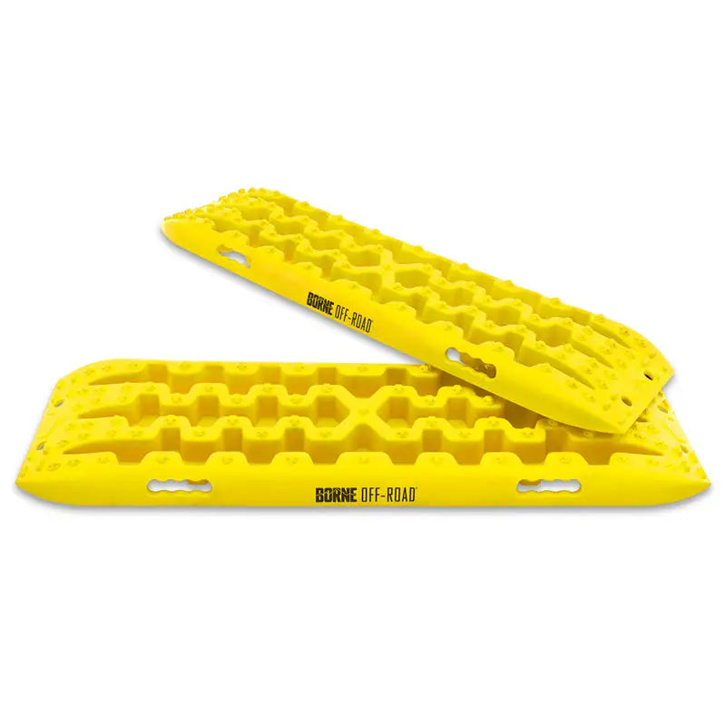 Yellow Mishimoto Borne Recovery Boards for off-road traction and recovery help