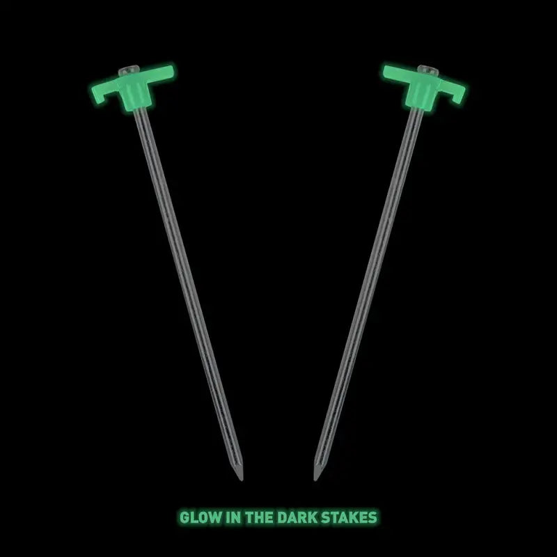 Glow-in-the-dark tent stakes with Mishimoto Borne rooftop awning accessories