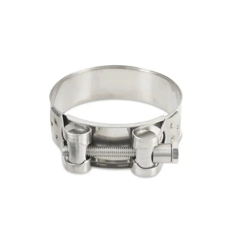 Stainless steel hose clamp on Mishimoto Carbon Fiber Muffler Tip 2.5in inlet 3.5in outlet