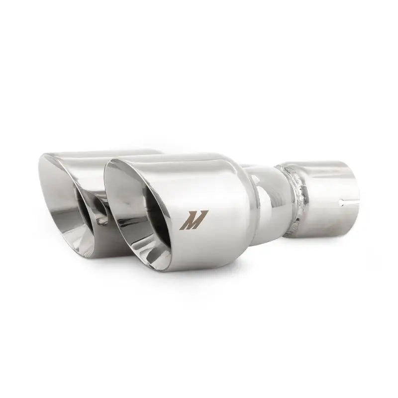Mishimoto Dual Offset Tips 2.5in Inlet 3in Outlet Slash Cut - Polished - Mishimoto