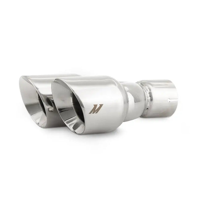 Mishimoto Dual Offset Tips 2.5in Inlet 3in Outlet Slash Cut - Polished - Mishimoto